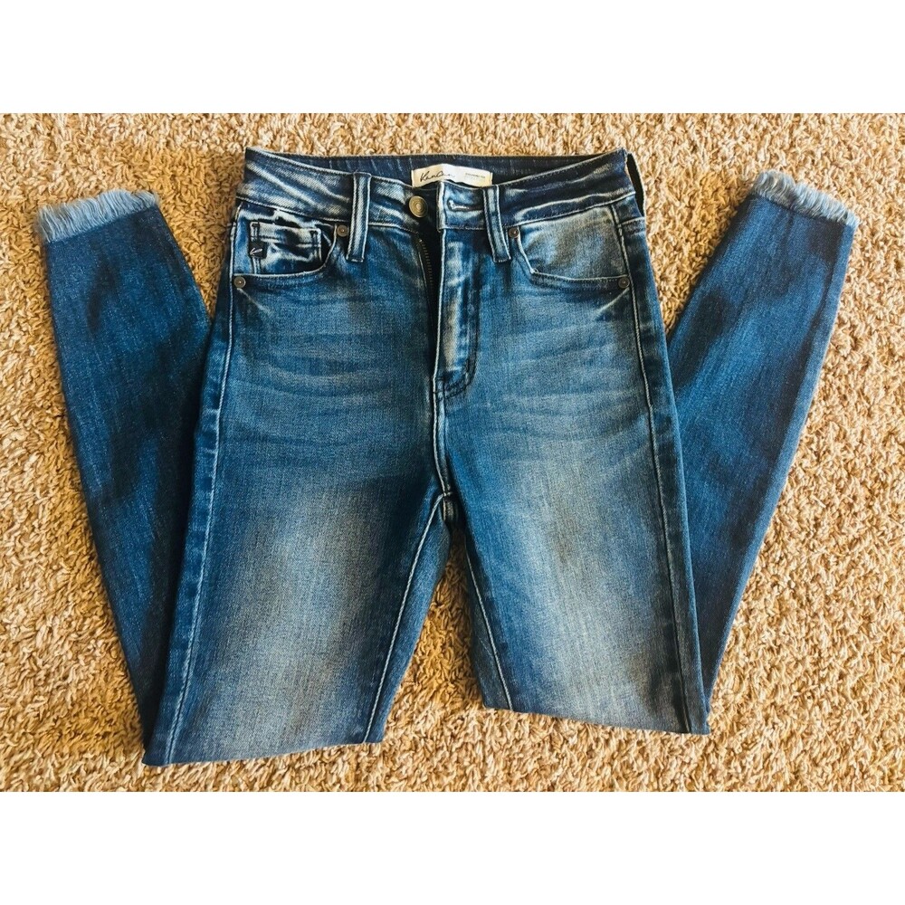 KANCAN Skinny Leg High Rise Dark Wash Blue Denim Jeans Women's Size 23-24 Waist